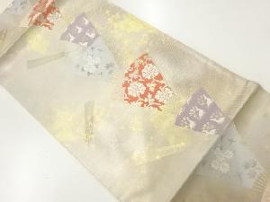 アンティーク　扇に花兎模様織出し袋帯（材料）